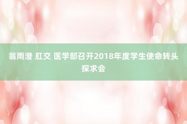 翁雨澄 肛交 医学部召开2018年度学生使命转头探求会