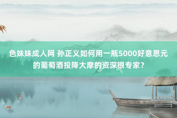 色妹妹成人网 孙正义如何用一瓶5000好意思元的葡萄酒投降大摩的资深银专家？